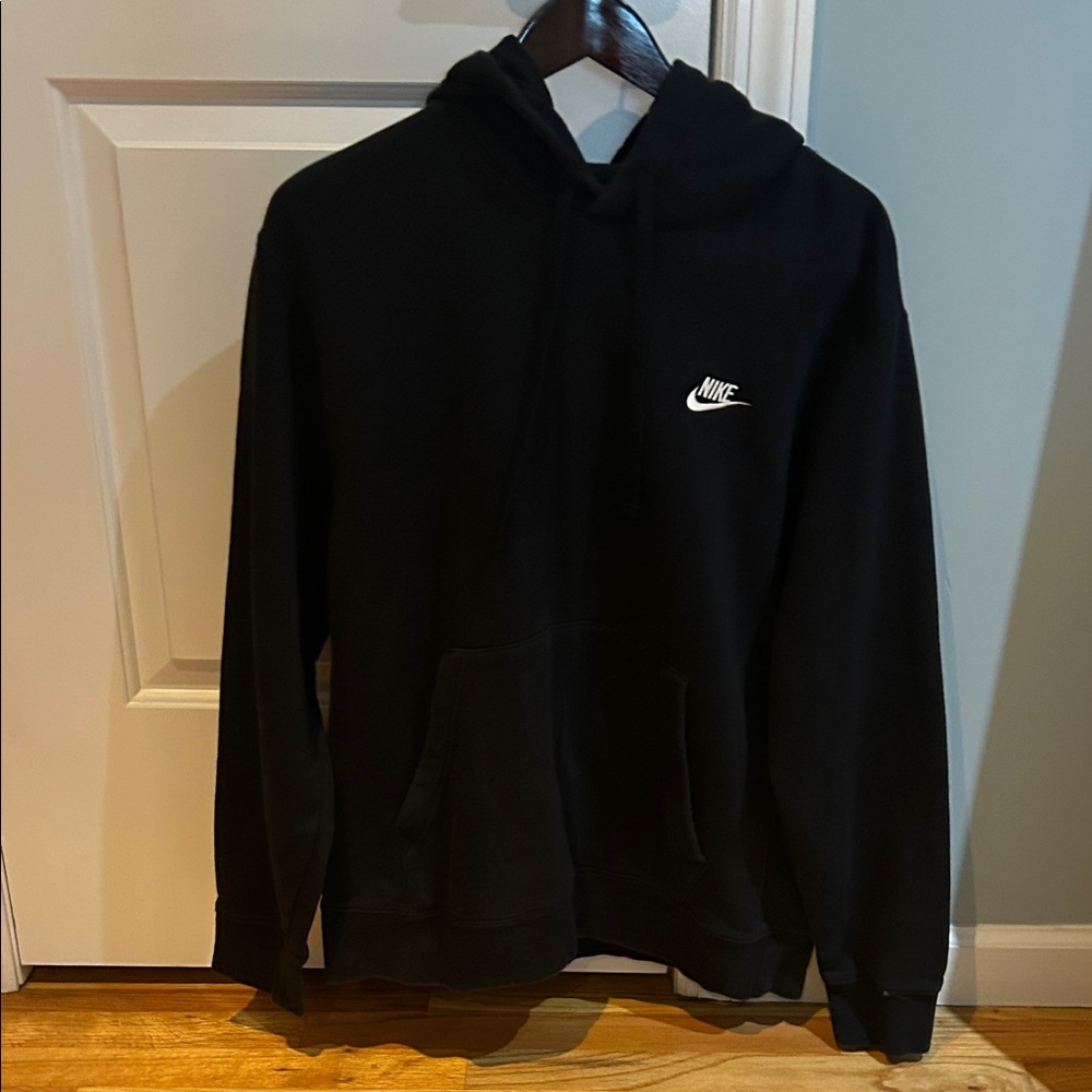 Nike Men's Black Hoodie with White Logo